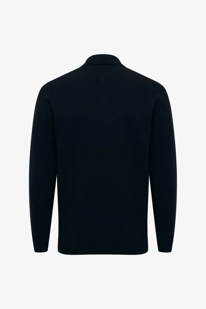 Longsleeve Button Polo | Zwart