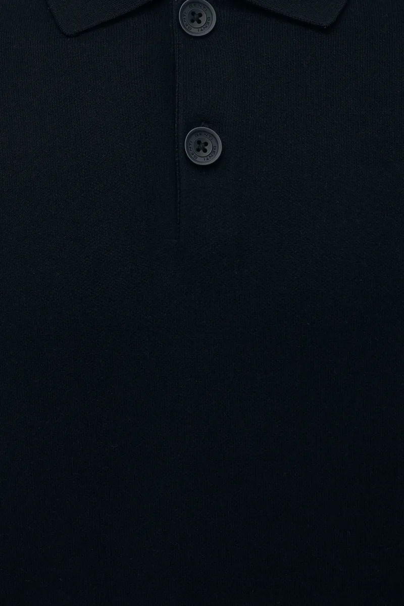 Longsleeve Button Polo | Zwart