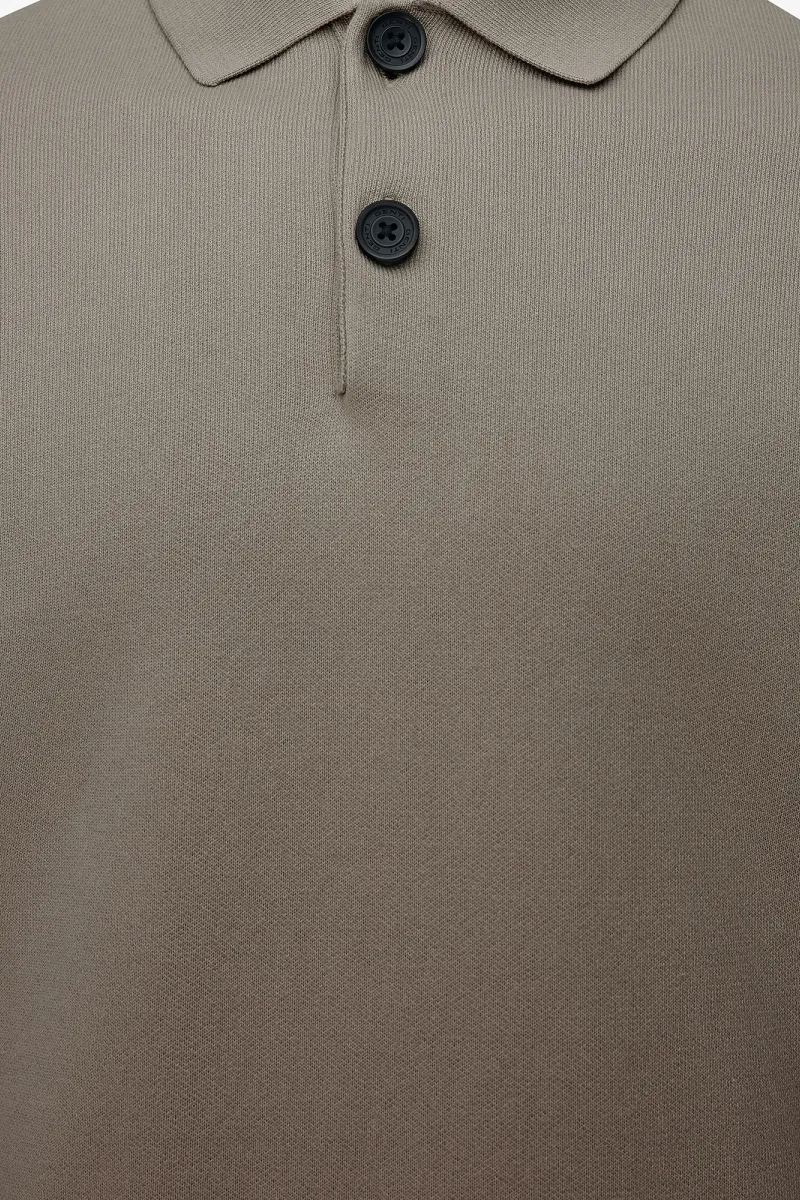 Longsleeve Button Polo | Taupe
