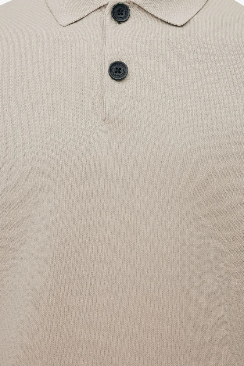 Longsleeve Button Polo | Beige