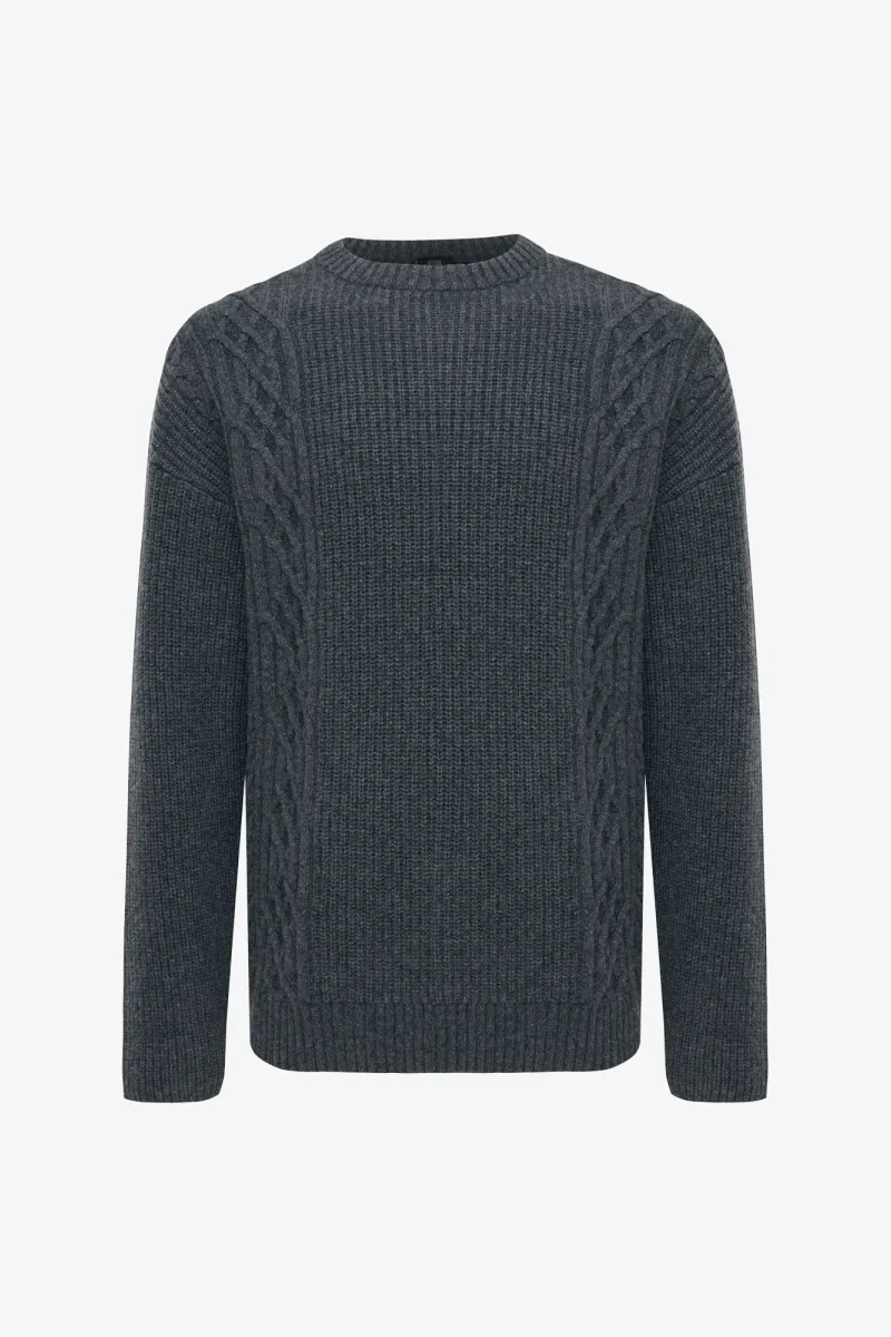 Cable Roundneck | Donkergrijs