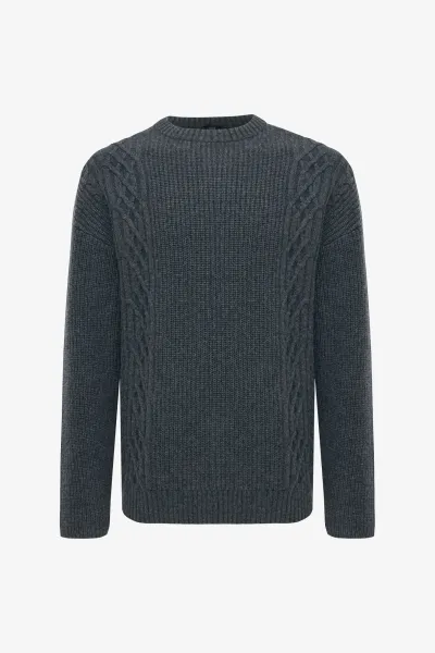 Cable Roundneck | Donkergrijs