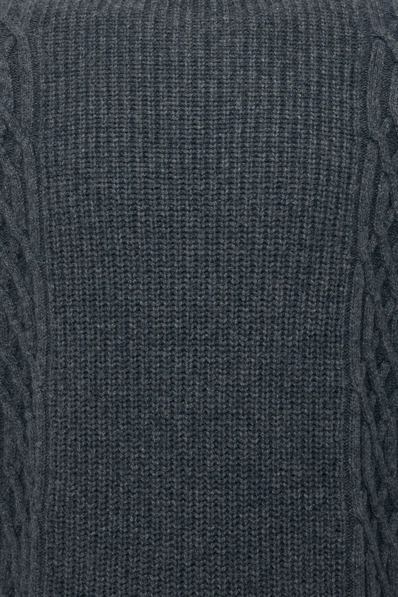 Cable Roundneck | Donkergrijs