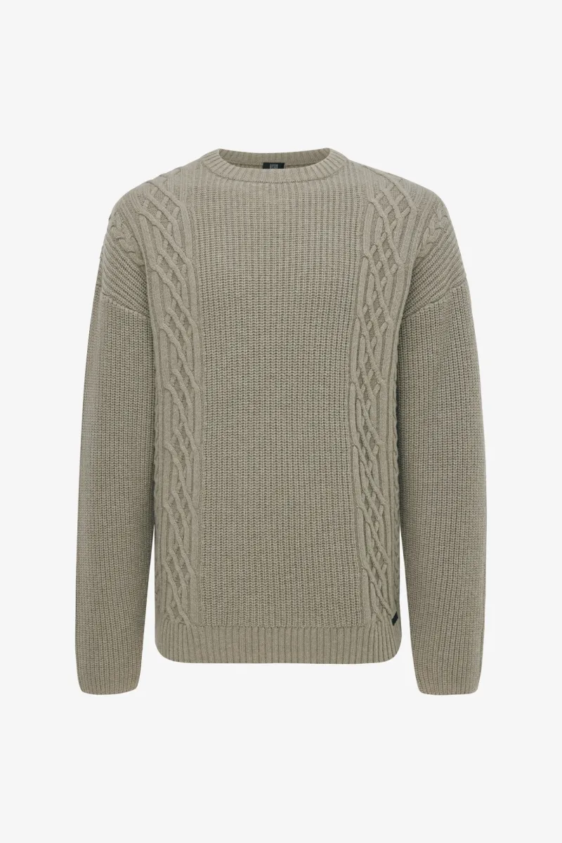Cable Roundneck | Light Taupe