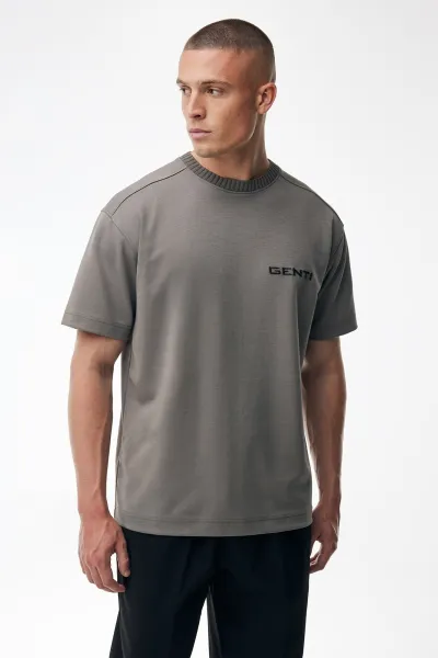 Embroidered Logo T-shirt | Taupe