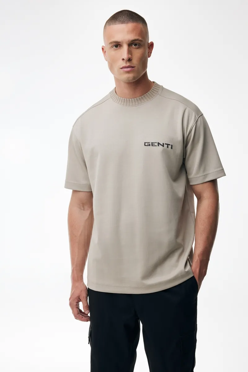 Embroidered Logo T-shirt | Beige