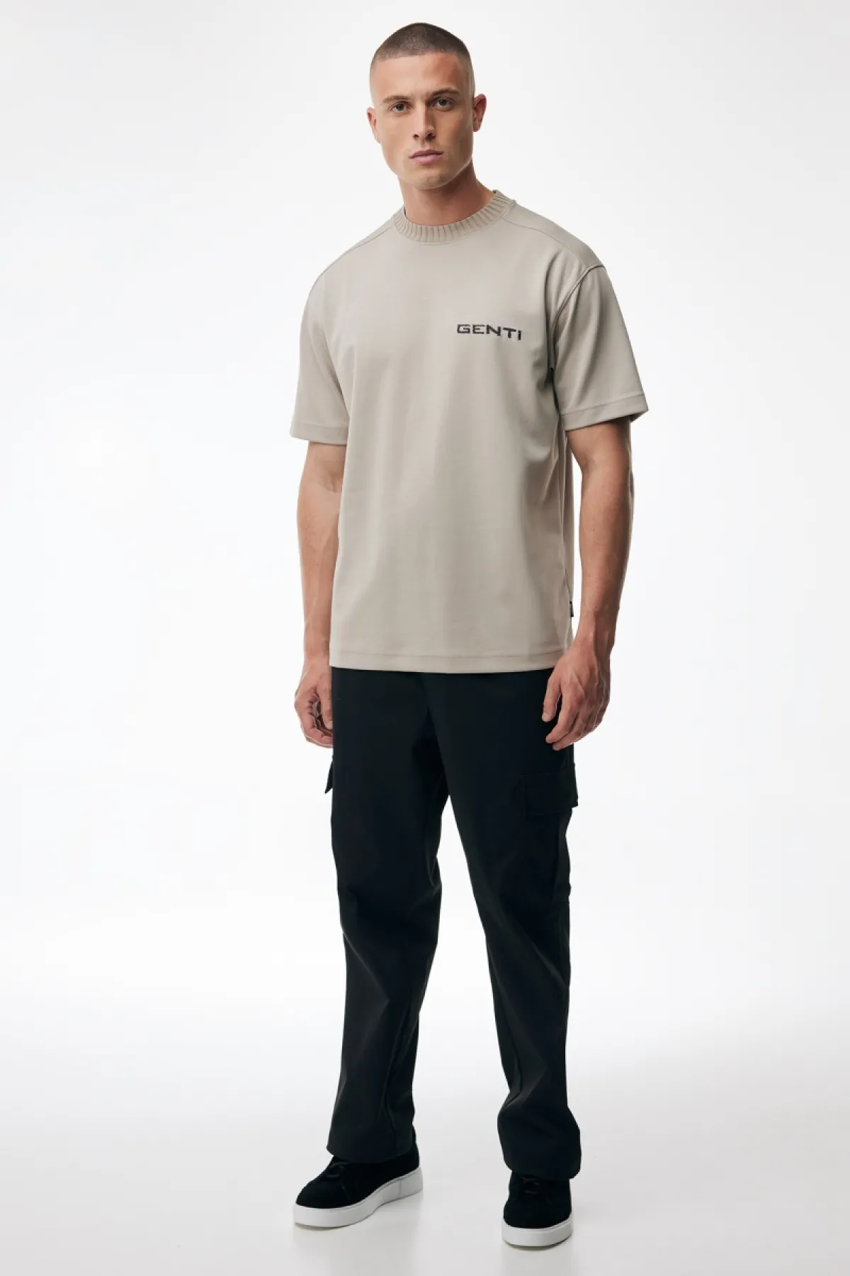 Embroidered Logo T-shirt | Beige
