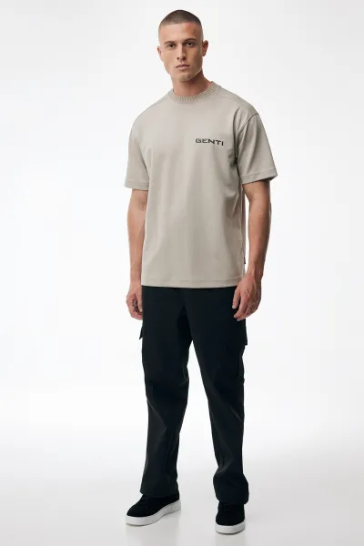 Embroidered Logo T-shirt | Beige