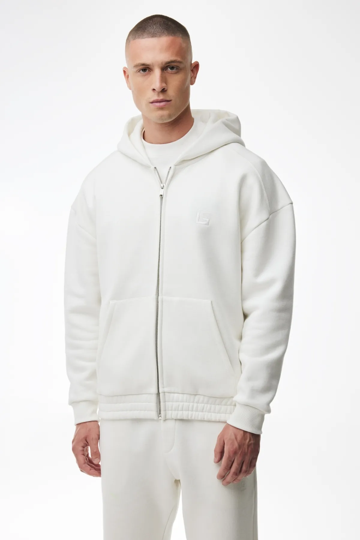 Monogram Zip Hoodie | Off-white