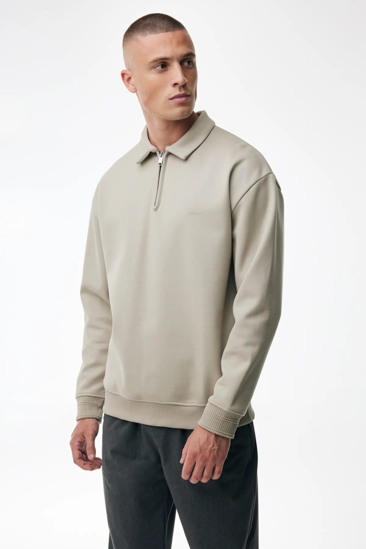 Polo Zip Sweater | Beige