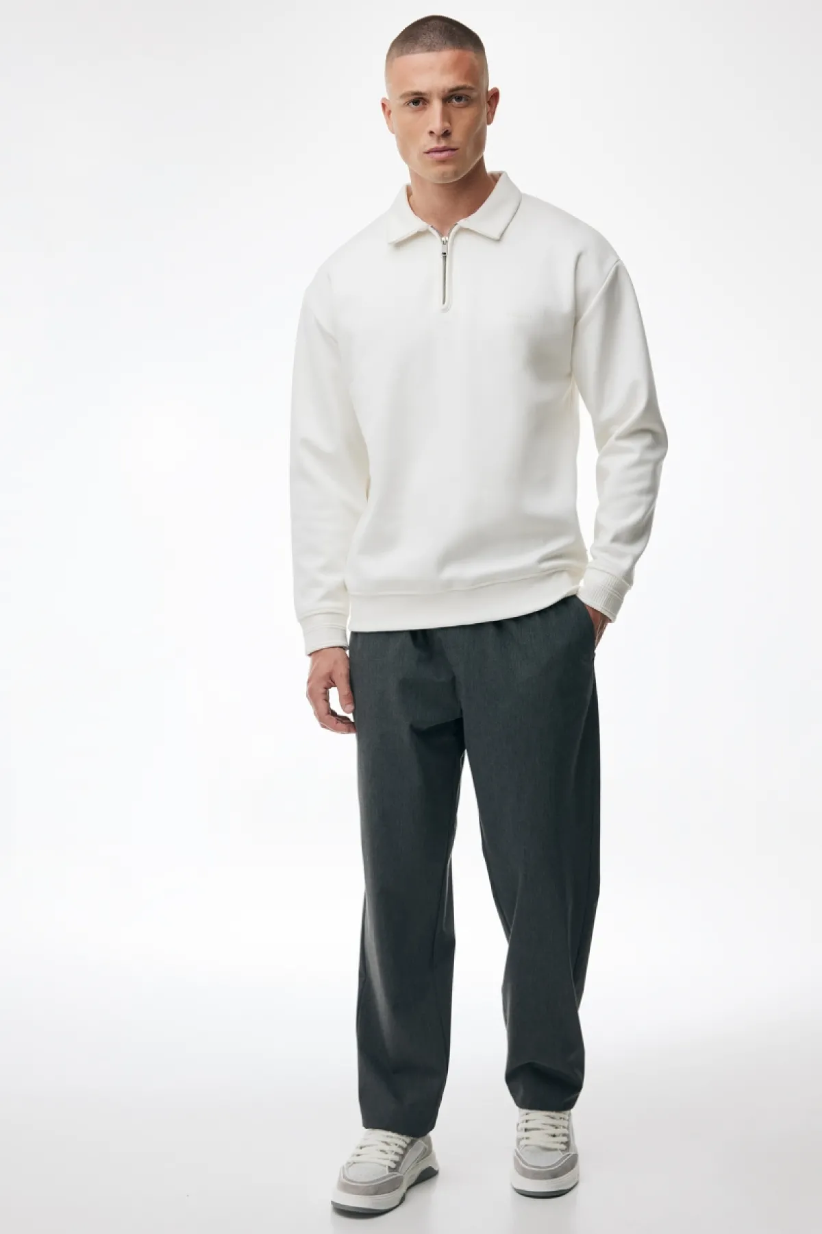 Polo Zip Sweater | Off White