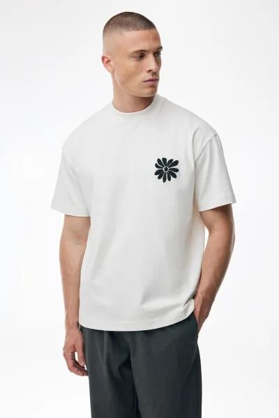 Floral Embroidery T-shirt | Off White