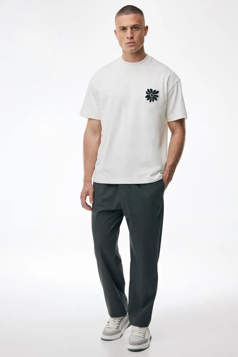 Floral Embroidery T-shirt | Off White