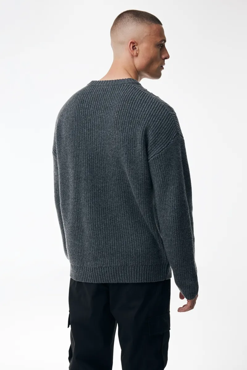 Cable Roundneck | Donkergrijs