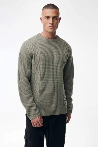 Cable Roundneck | Light Taupe