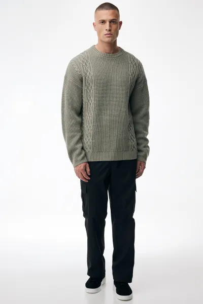Cable Roundneck | Light Taupe