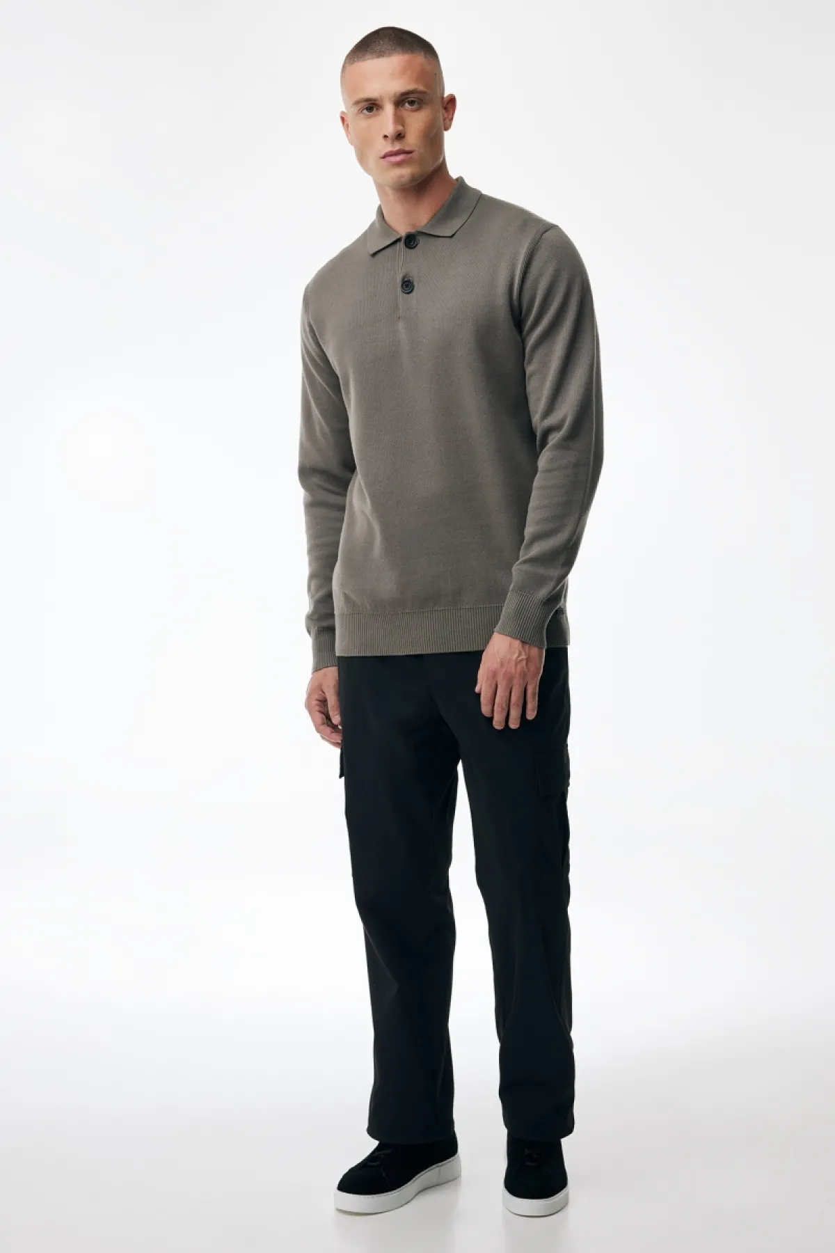 Longsleeve Button Polo | Taupe