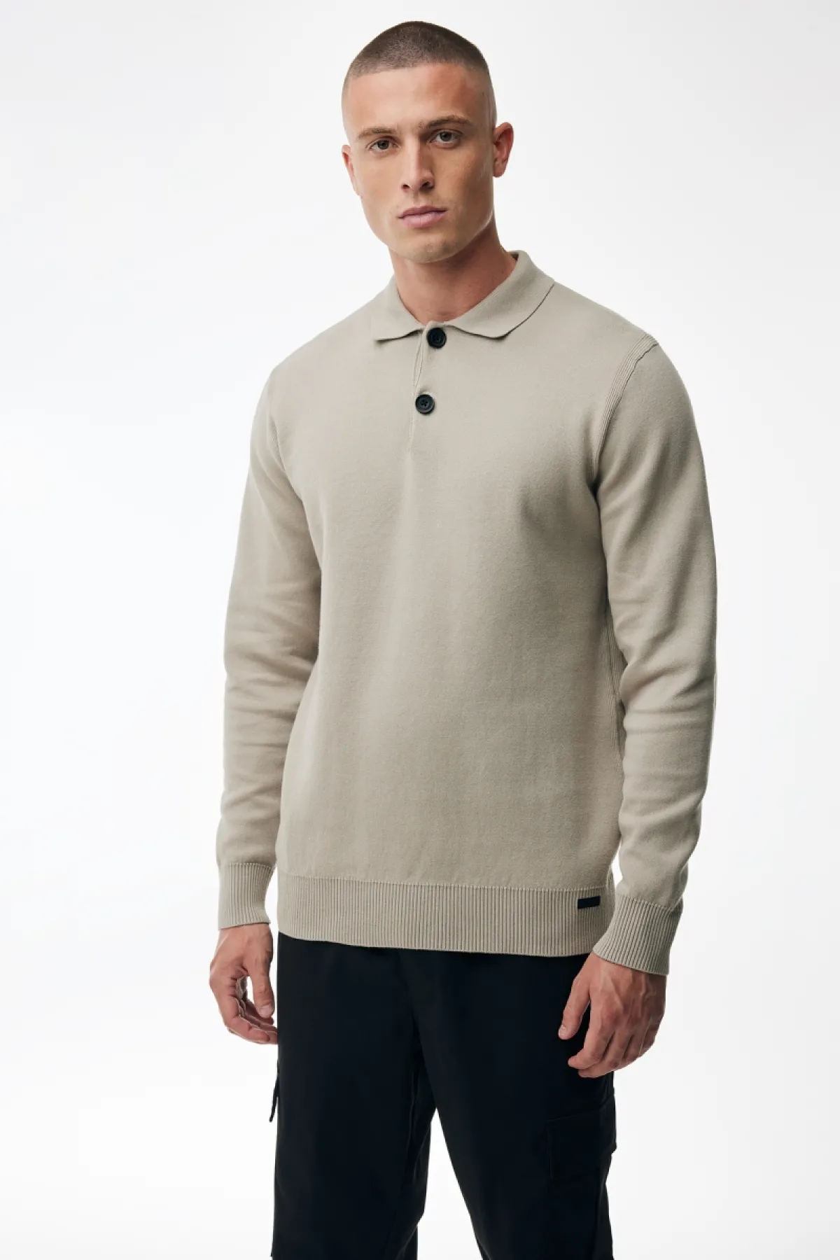 Longsleeve Button Polo | Beige