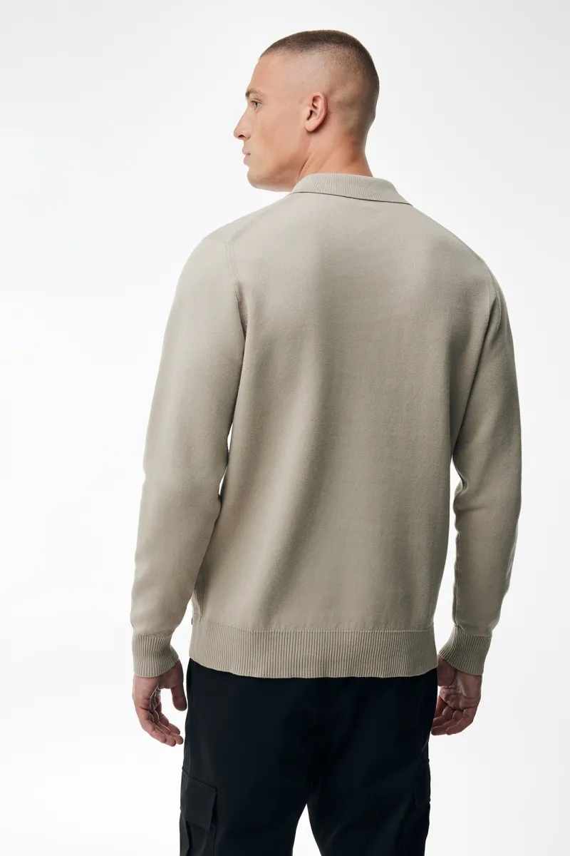 Longsleeve Button Polo | Beige