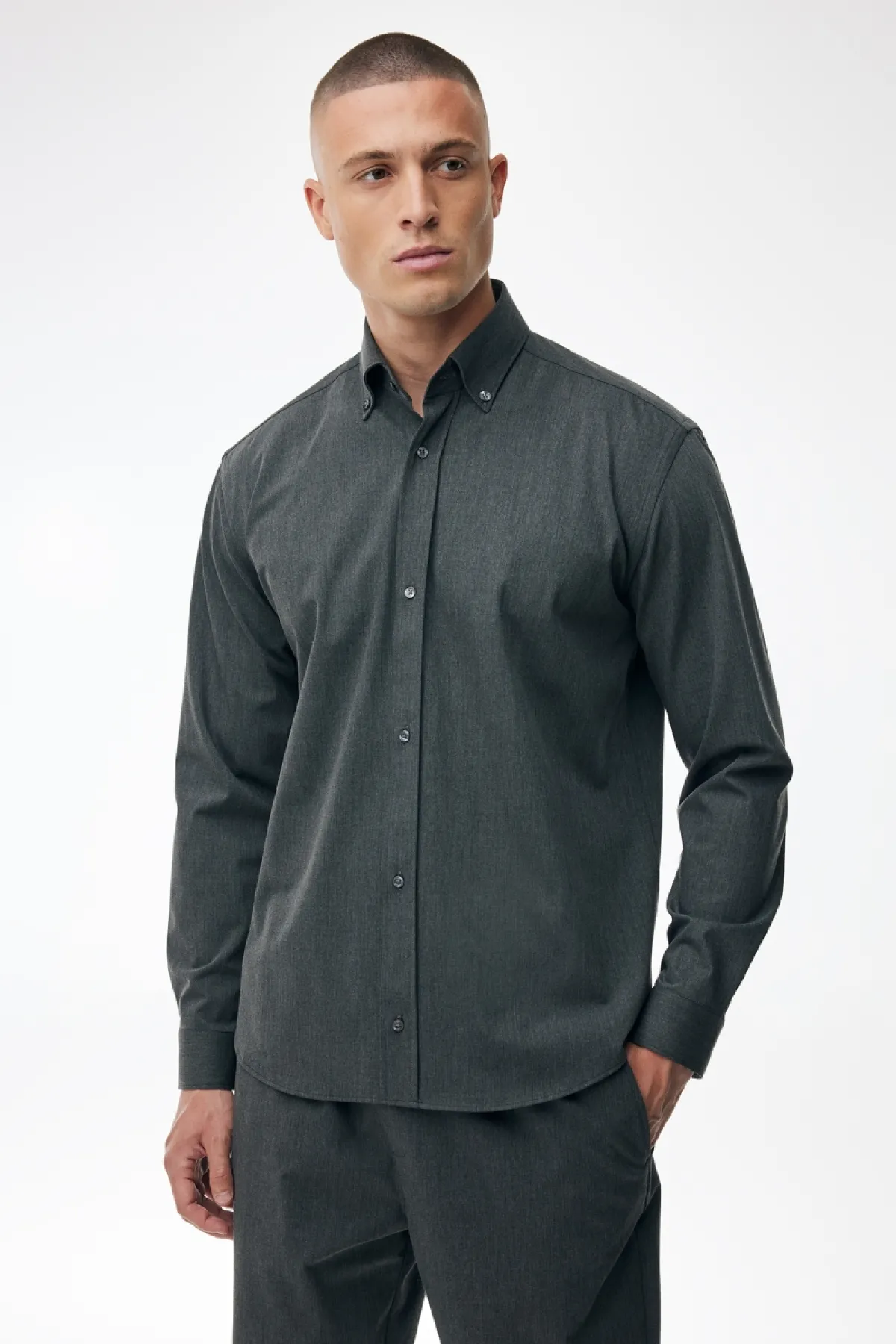 Monogram Overhemd Box Fit | Donkergrijs