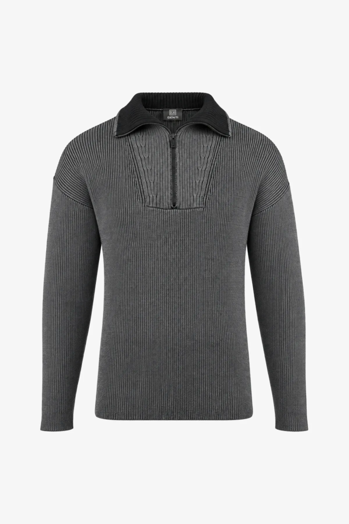 Relaxed Turtle Zip | Donkergrijs