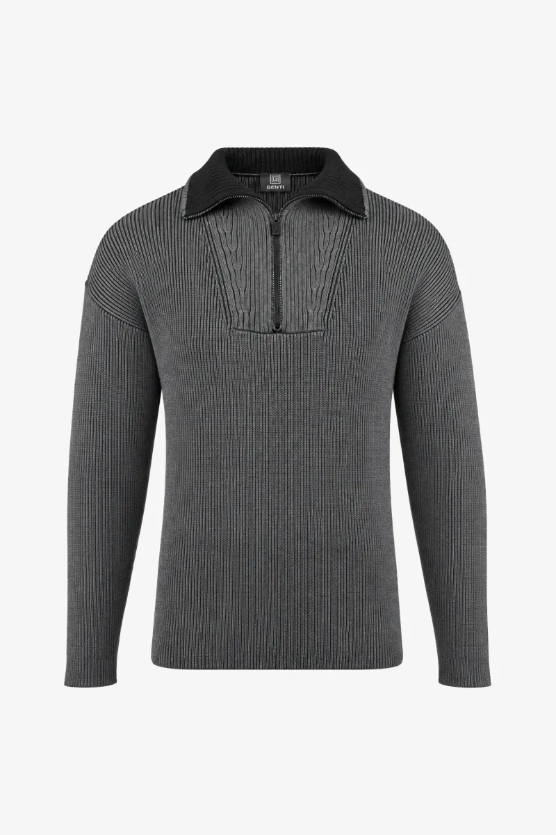 Relaxed Turtle Zip | Donkergrijs