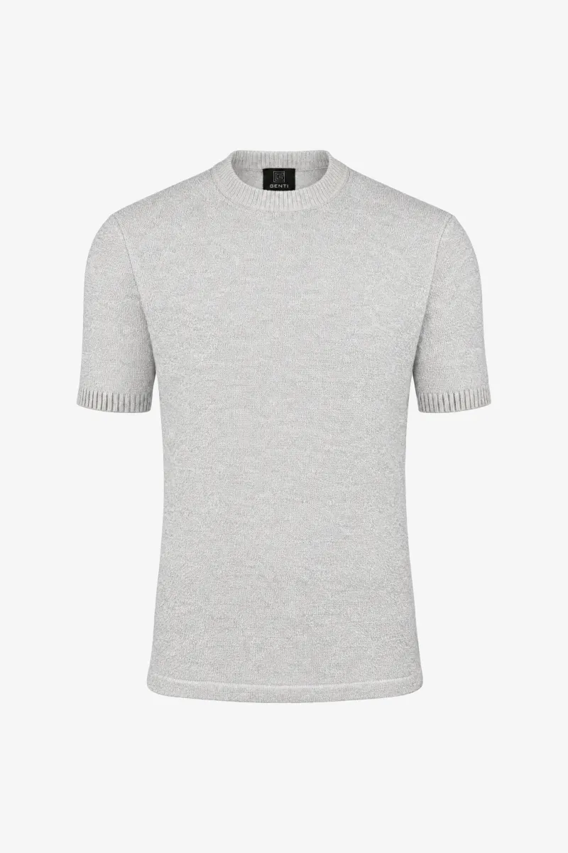 Bouclé T-shirt | Lichtgrijs