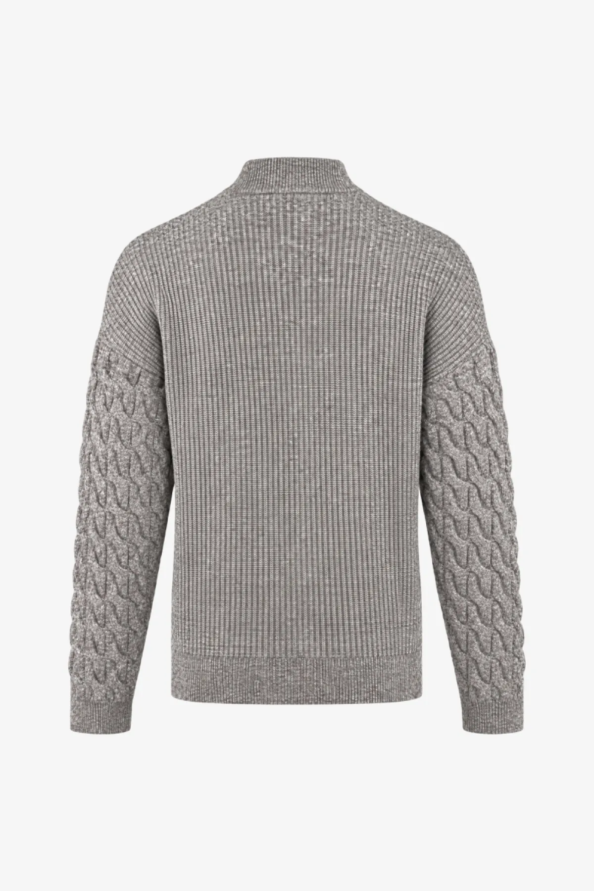 Monogram Cable Sleeve Cardigan | Taupe