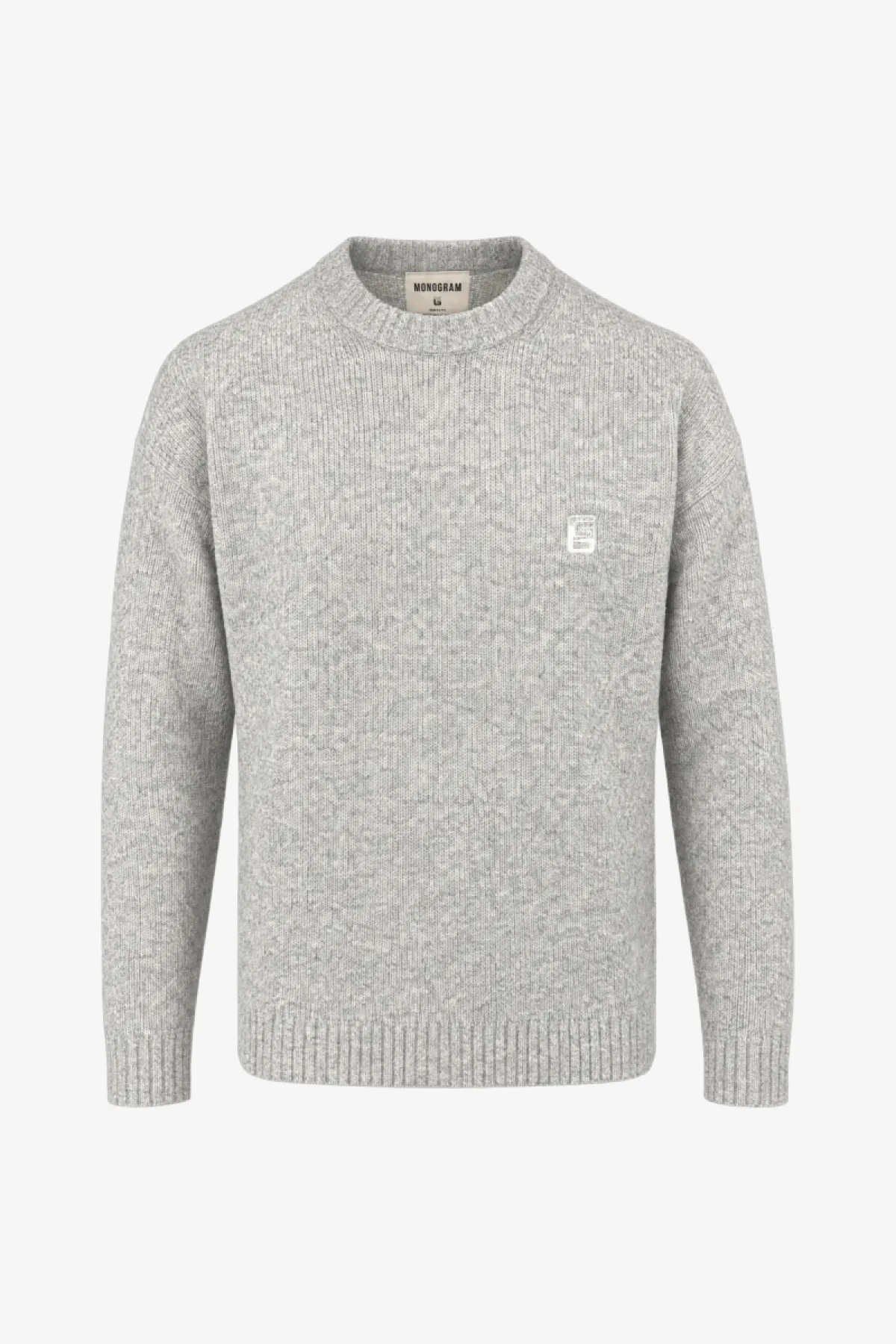Monogram Bouclé Roundneck | Lichtgrijs