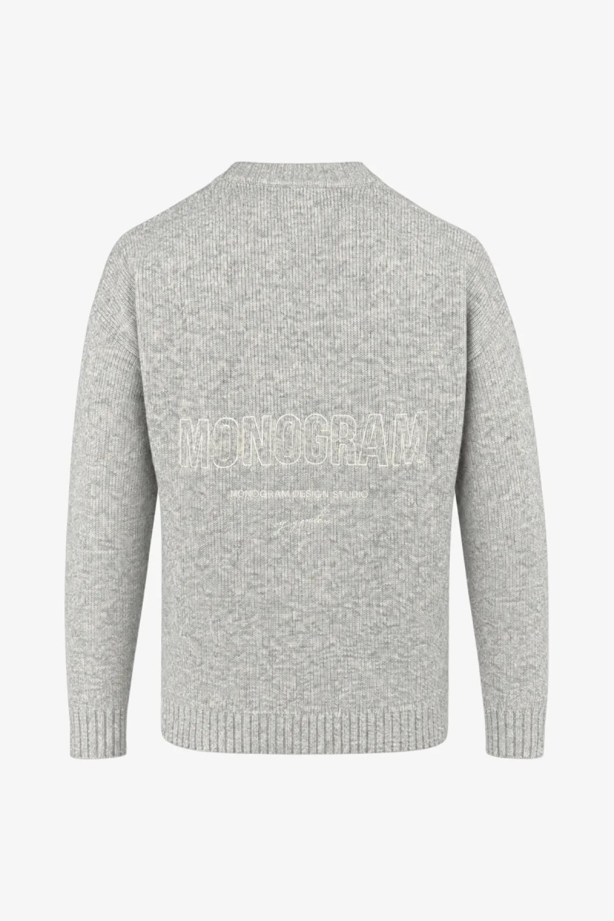 Monogram Bouclé Roundneck | Lichtgrijs