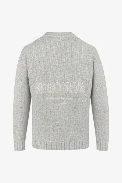Monogram Bouclé Roundneck | Lichtgrijs