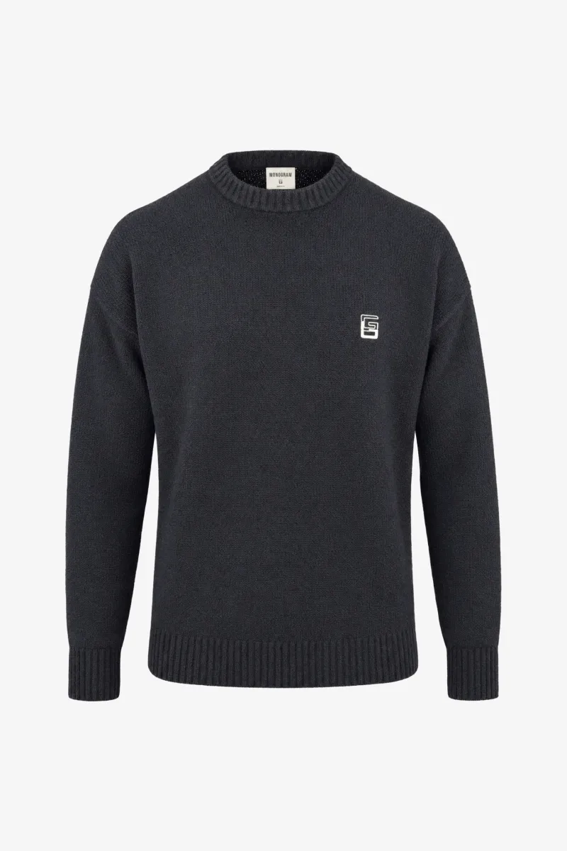 Monogram Bouclé Roundneck | Zwart