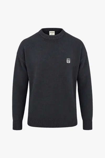 Monogram Bouclé Roundneck | Zwart