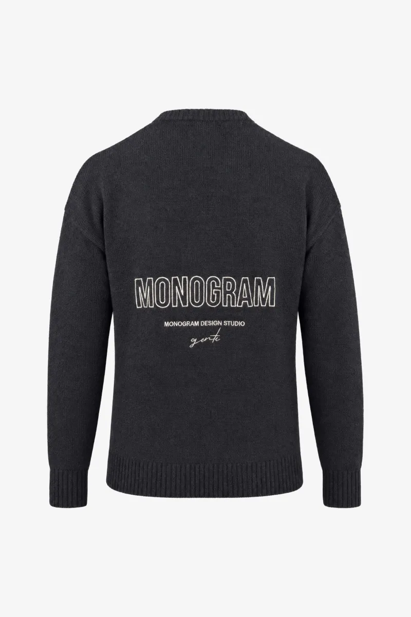 Monogram Bouclé Roundneck | Zwart