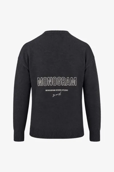 Monogram Bouclé Roundneck | Zwart