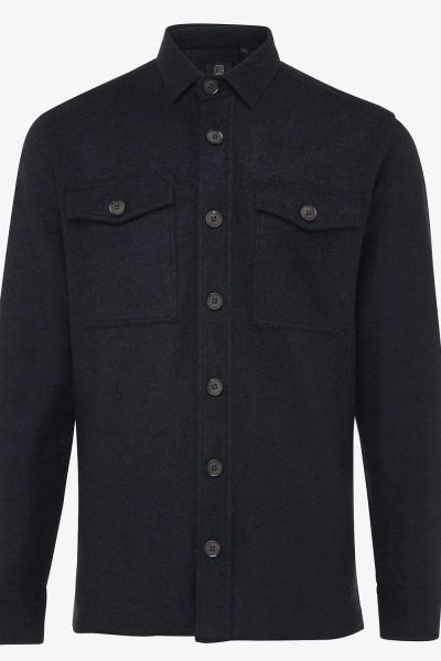 Overshirt wol stretch donkerblauw
