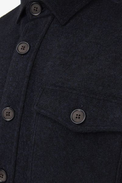 Overshirt wol stretch donkerblauw