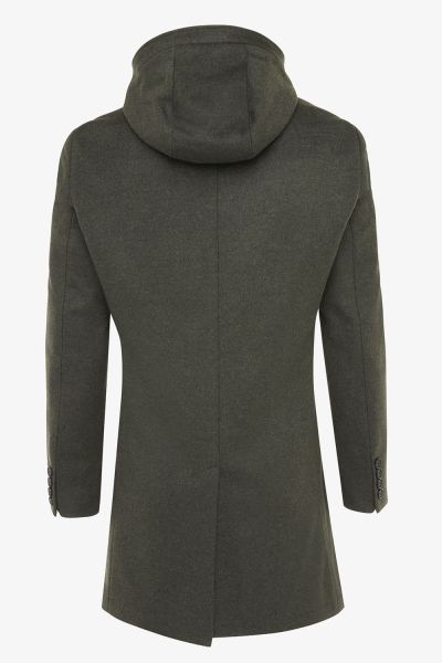 Wollen hooded coat groen