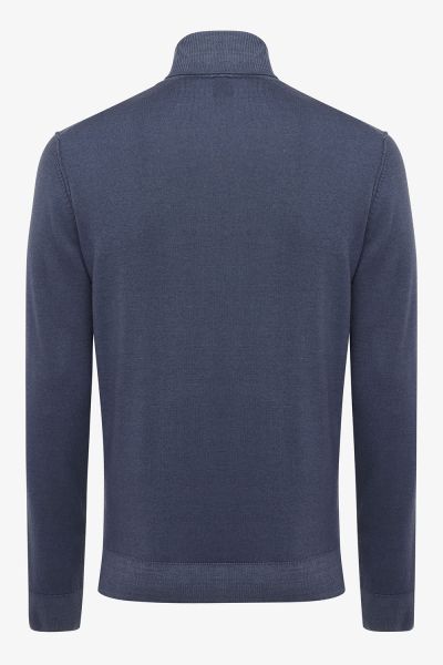 Wollen coltrui washed blauw