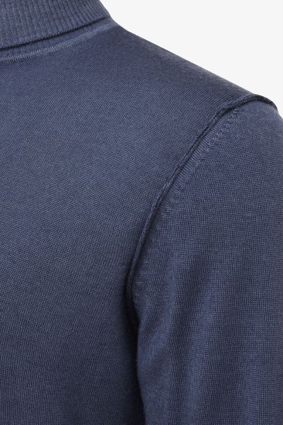 Wollen coltrui washed blauw