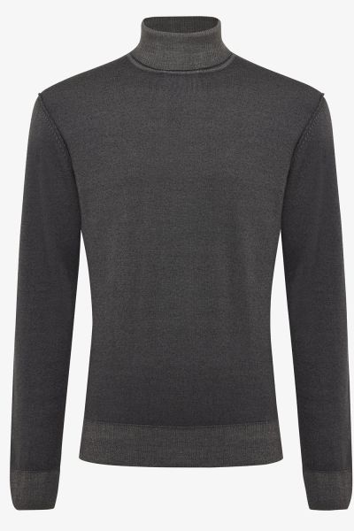 Wollen coltrui washed grijs