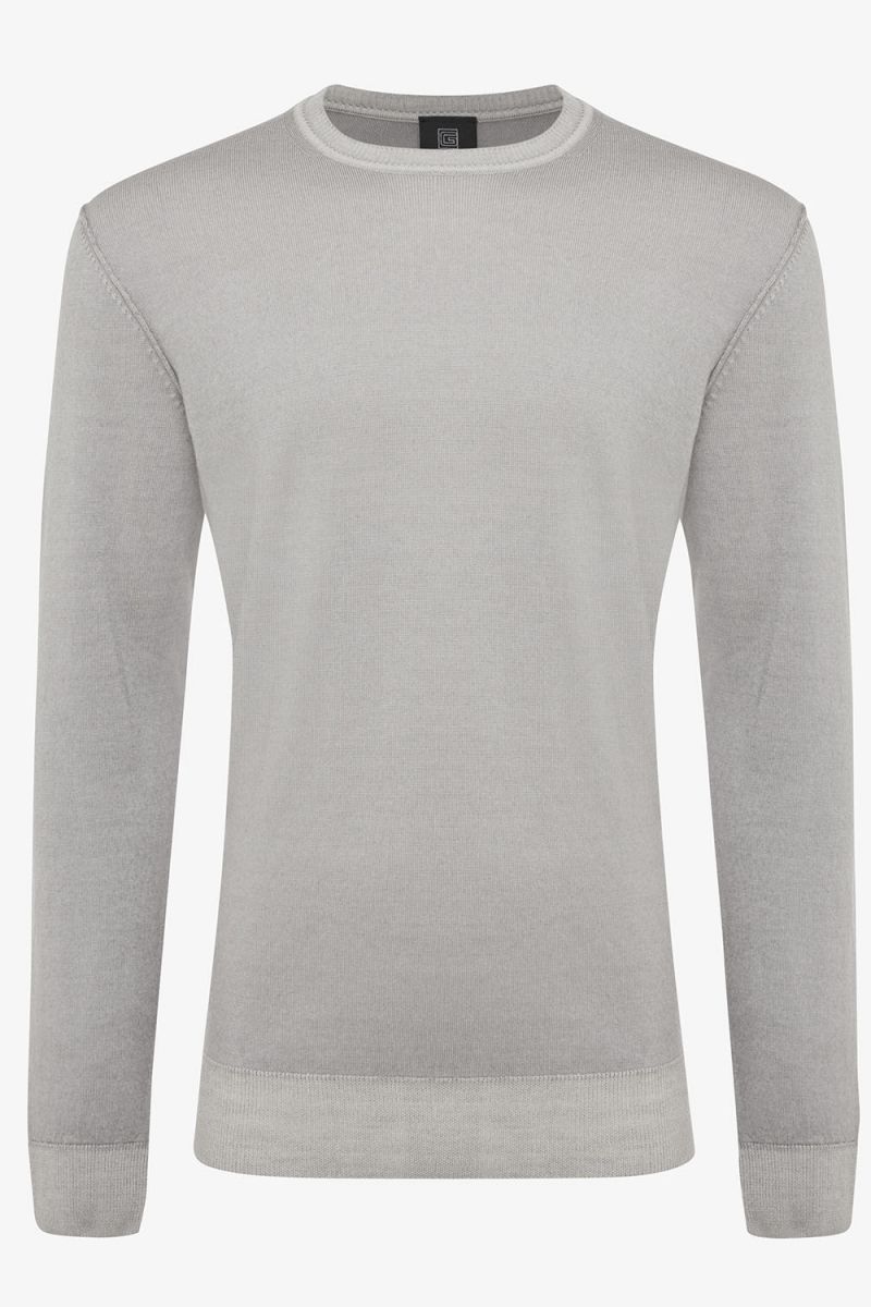 Wollen trui washed lichtgrijs