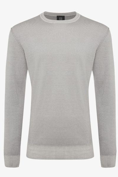 Wollen trui washed lichtgrijs