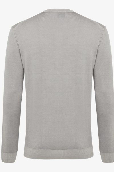 Wollen trui washed lichtgrijs