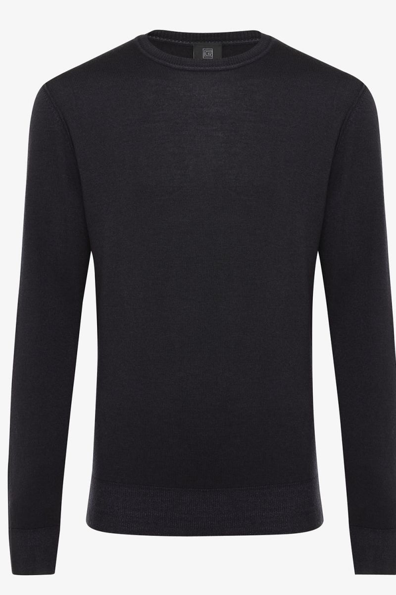 Wollen trui washed donkerblauw