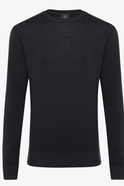Wollen trui washed donkerblauw
