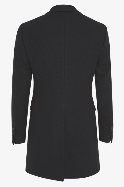 Wollen Coat Structuur Donkerblauw