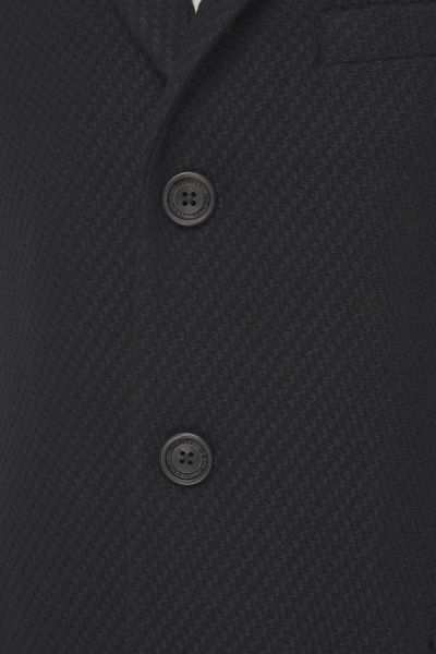 Wollen Coat Structuur Donkerblauw