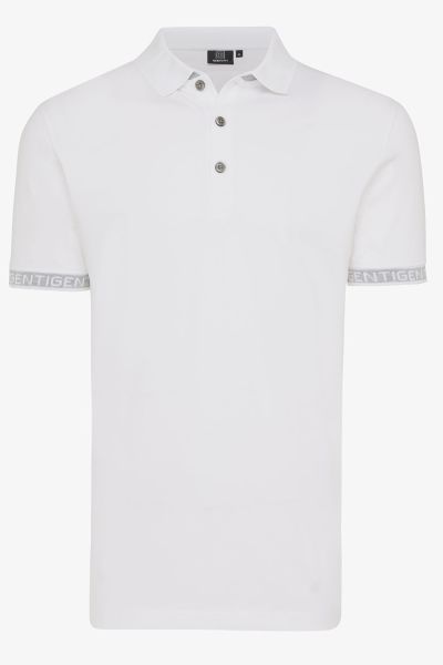 Pique stretch logo polo wit
