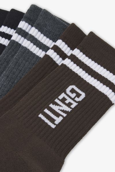 3-pack sokken donkerbruin - grijs - zwart